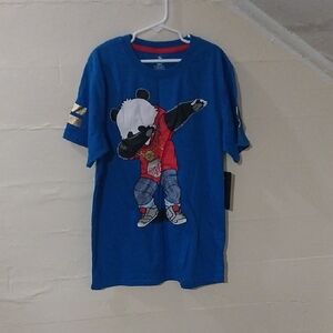 Kids Blue Tee with Dabbing Panda Graphic